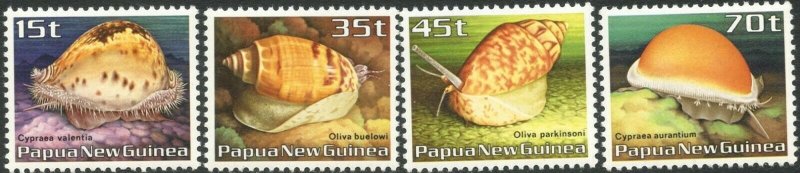 PAPUA NEW GUINEA Sc#636-639 1986 Conch Shells Complete OG Mint NH