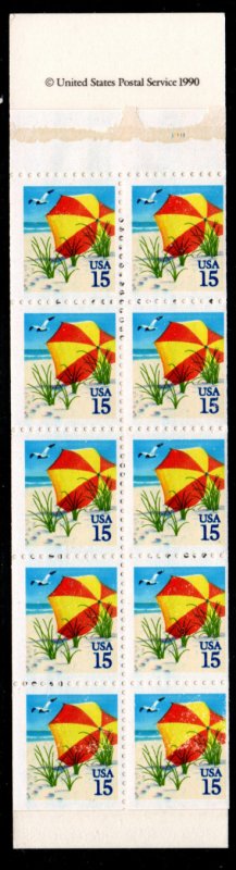 ALLY'S Stamps US Scott #2443a 15c Beach Umbrella - Pane of 10 MNH F/VF [BP-64d]