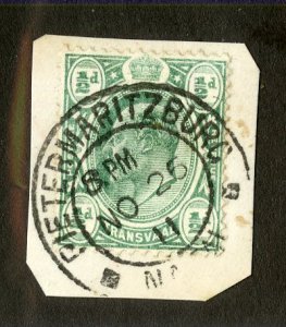 TRANSVALL 281 ON PIECE (PIETERMARITZBURG CANCEL) BIN $1.00 ROYALTY