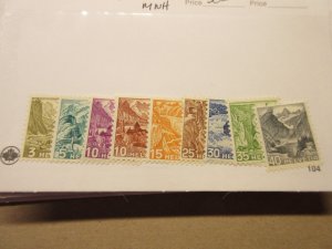 SWITZERLAND Scott 227-236 (no 230B or 232)  MINT NEVER HINGED Lot12 Cat $30.10