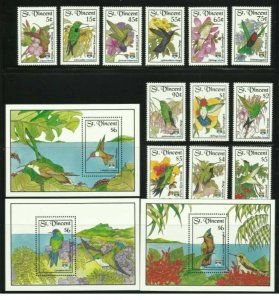 1991 St Vincent and Grenadines birds set+3s/s MNH 150