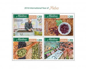 MALDIVES - 2016 - Year of Pulses - Perf 4v Sheet - Mint Never Hinged