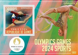 Stamps. Olympics games in Paris 2024 Guinea 2022 year 6 sheets perforated