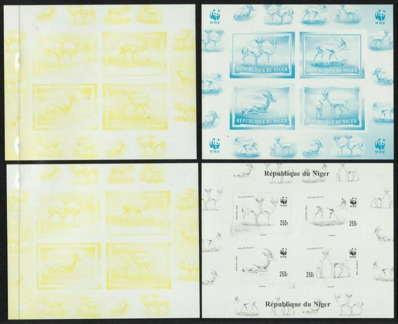 1998 Niger stamp WWF World Wildlife Progressive Gazella proofs MNH Sc# 983 / 986
