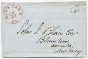 US Stampless Cover Hyde Park, PA August 22, 1848-1851 5c Rate