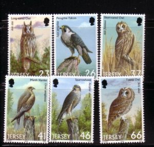 Jersey  Sc 996-1001 2001 Birds of Prey stamp set mint NH