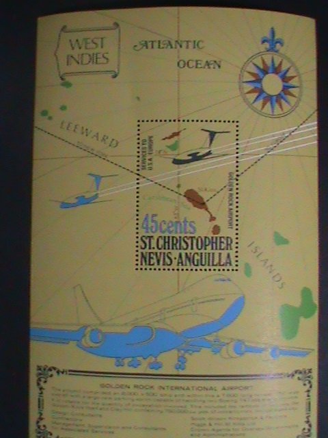 ST.CHRISTOPHER-NEVIS-ANGUILLA-GOLDEN ROCK INTERNATIONAL AIRPORT-MNH S/S VF