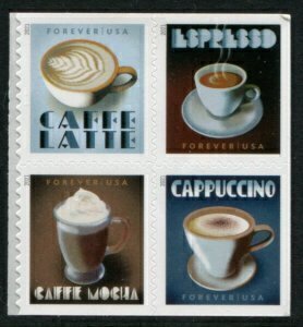 U.S.#5572a Expresso Drinks 55c Booklet Block of 4, MNH.