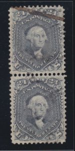 US 70b 24c Washington 'Steel Blue' Pair w/ Crowe Cert VF Light Cancels SCV $1750