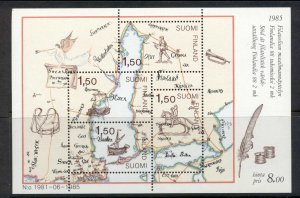 Finland 1985 Finnish Postel Service Map MS MUH