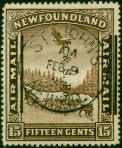 Newfoundland 1933 15c Chocolate SG229 V.F.U 'St Johns 1st Day of Issue CDS'