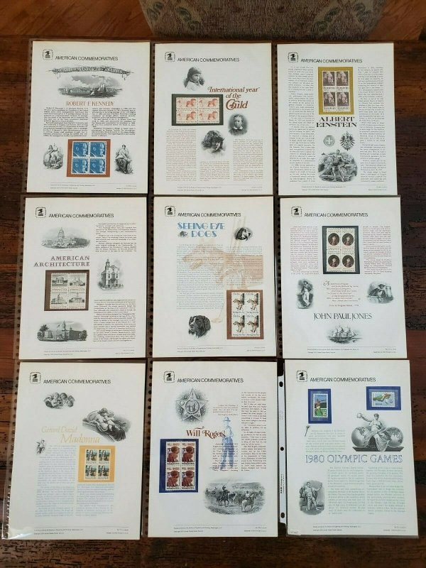 US 1979 Complete Year Set #105-121 USPS Commemorative Stamp Panels SCV $163.75