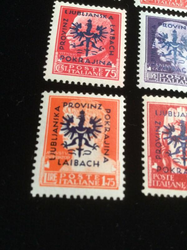 Laibach 1944 German Occupation Stamps 7 Total Stamps 