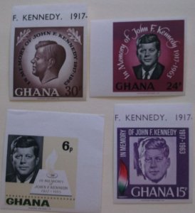 Ghana 236-9 Imperf MNH Cat $1.00 Presidents,  Kennedy Topical  Full Set