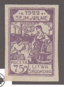 Cent. Lithuania, Scott #62, MH