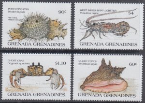 GRENADA GRENADINES Sc #694-7 MNH CPL SET of 4 - MARINE LIFE