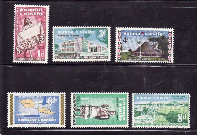 Samoa-Sc#242-7- id7-unused hinged set-wmk 355-Maps-1965-