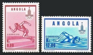 Angola 614-615,MNH.Michel 627-628. Olympics Moscow-1980.Runner,swimmer.