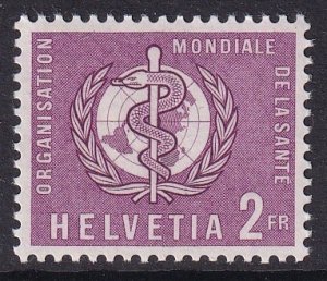 Switzerland for  WHO #5O34  MNH 1957 WHO emblem  2fr