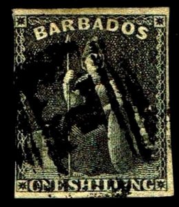 1859 Barbados #9 Britannia Unwatermarked - Used - Fine - CV$85.00 (ESP#4042)