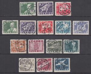 Sweden Sc 248-262 used 1936 Pictorials complete, sound & F-VF