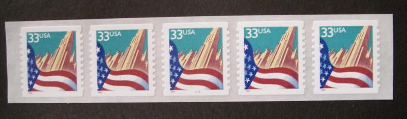 Scott 3282, 33c Flag over City, PNC5, #1111, MNH Beauty