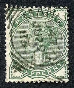 SG164 1/2d Deep Green Fine Used (Small thin) Cat 22