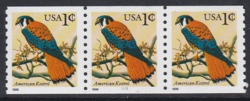 3044  American Kestrel PNC Plate #11111 MNH