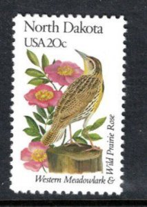 US 1986 MNH State Birds/Flowers North Dakota Western Meadowlark/Wild Prarie Rose