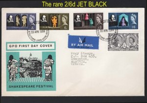 GB 1964 Shakespeare 2/6d the jet black shade fine used on illus FDC