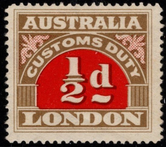 1930's Australia London 1/2 d Customs Duty MNH Natural Gum Streaks