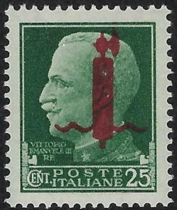 Italy RSI 1944 – 25c Imperiale, Red Fascio Overprint, MNH, Signed Expert