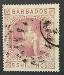 MOMEN: BARBADOS SG #64 1873 USED £300 **CERT** LOT #61733