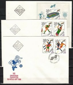 Bulgaria, Scott cat. 3339-3343. European Soccer issue. 3 First day covers.