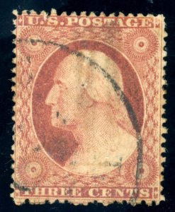 US Stamp #25 Washington 3c - PSE Cert - Used - CV $190.00