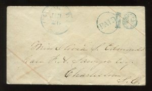 Confederate Columbia South Carolina Stampless 'PAID 10' Adversity Cover LV6685