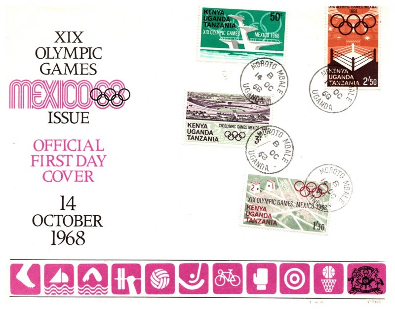 Kenya Uganda & Tanganyika, Worldwide First Day Cover, Olympics