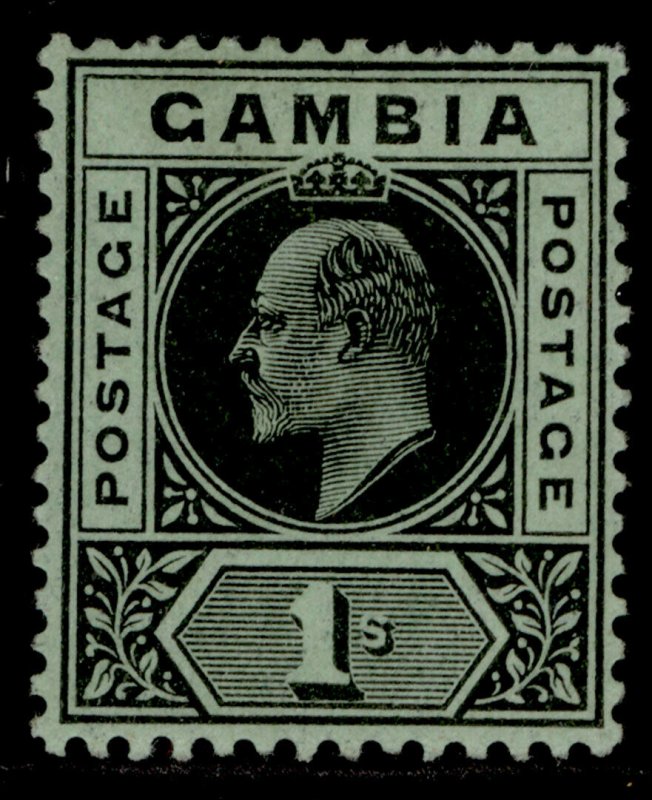 GAMBIA EDVII SG81, 1s black/green, LH MINT. 