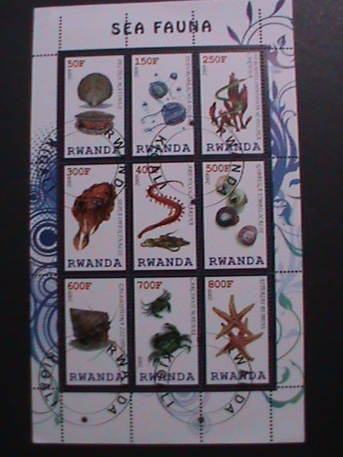 ​RWANDA-2009- WORLD FAMOUS MARINE SEA FAUNA CTO SHEET-VF-WE SHIP TO WORLD WIDE