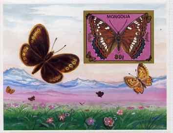 Mongolia 1992 Butterflies IMPERF m/sheet mounted in folde...