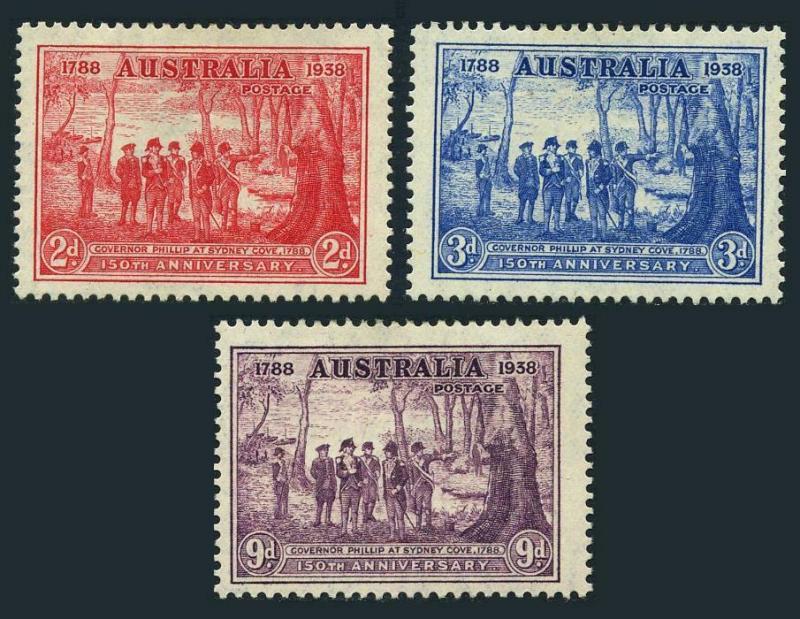 Australia 163-165,hinged.Michel 153-155. Gov. Arthur Phillip at Sydney Cove,1937