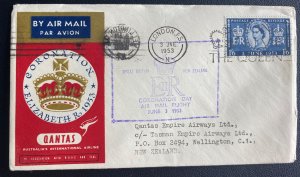 1953 London England first day Cover To New Zealand Queen Elizabeth II Coronation