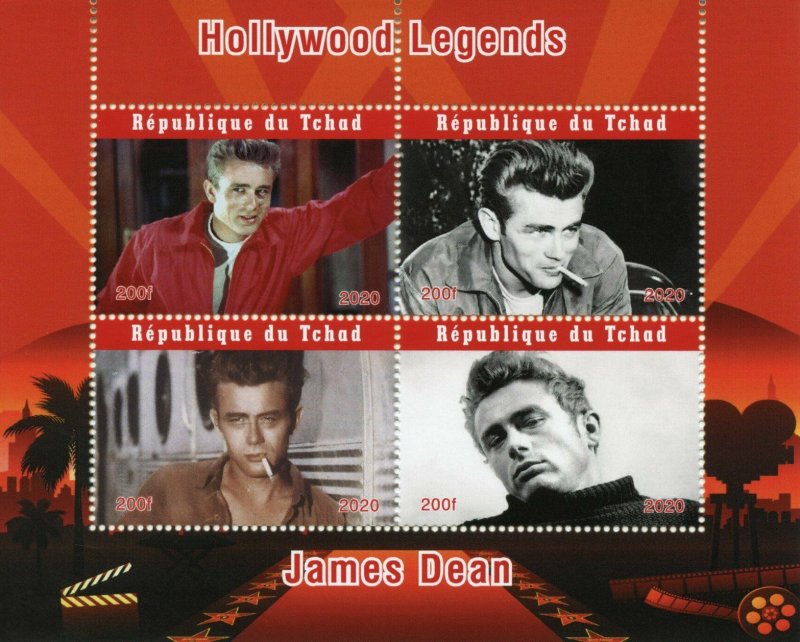 Chad Famous People Stamps 2020 MNH James Dean Hollywood Movies Film Stars 4v M/S 