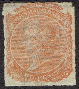 SOUTH AUSTRALIA 1868 QV 2D ROULETTE WMK CROWN/SA WIDE SG TYPE W10