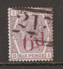 Great Britain Sc 95 used 1893 6p on 6p violet QV