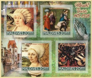 Stamps.Art. Painting. Albercht Durer 1+1 sheets perf Maldivies