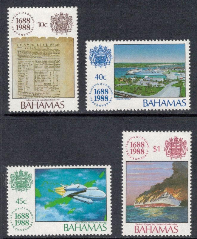 BAHAMAS 1988 Lloyd's of London; Scott 655-58, SG 835-38; MNH