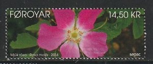 2014 Faroe Islands - Sc 612 - MNH VF - 1 single - Rosa Mollis