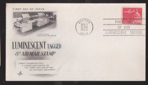 UNITED STATES Scott # C64a FDC - Tagged Airmail - Art Craft Cachet