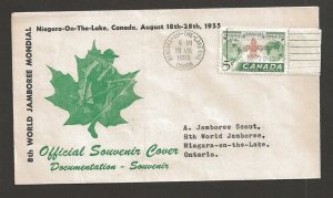 1955 Canada 356 Boy Scout World Jamboree Official FDC 7-Up